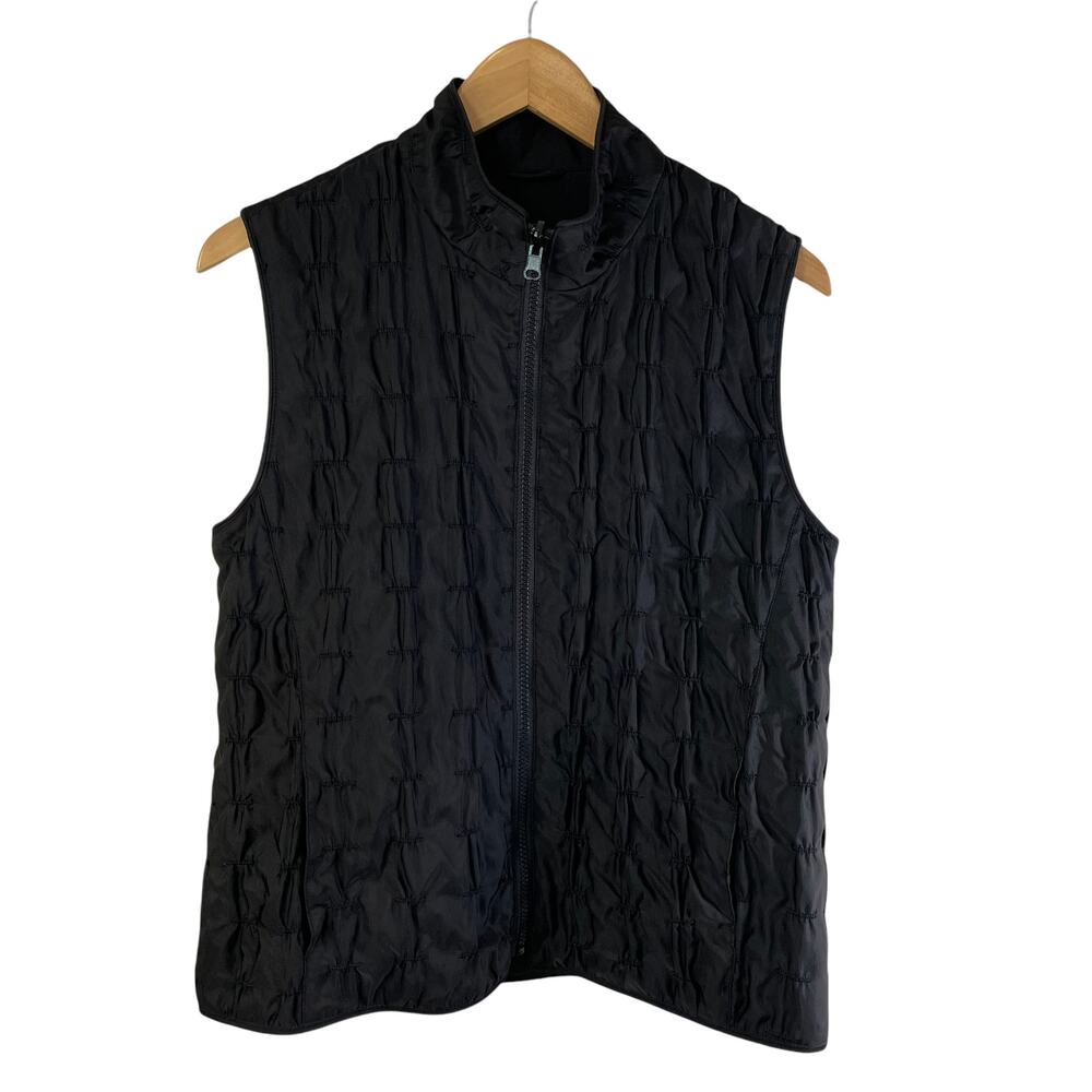 Mycra Pac One Women's Reversible Full Zip Vest Pockets Black Sz 0 Puffer USA